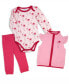 ფოტო #1 პროდუქტის Baby Girls Hearts Bodysuit, Pants and Vest, 3 Piece Set