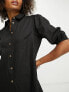 Фото #3 товара River Island baloon sleeve smock mini shirt dress in black