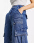 River Island cargo jeans with pocket detail in blue denim