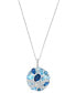 ფოტო #1 პროდუქტის EFFY® Multi-Gemstone Mixed-Cut Cluster Disc 18" Pendant Necklace (5-5/8 ct. t.w.) in 14k White Gold