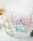 Фото #5 товара Glass Colored Stemless Wine Glass, Set of 6