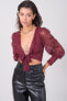 Фото #8 товара Женская блузка с длинным ажурным рукавом и завязанным бюстье - черная Factory Price