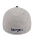 Men's Heather Gray, Navy New England Patriots Striped 39THIRTY Flex Hat