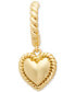 Gold-Tone Twisted Frame Heart Charm Hoop Earrings