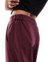 Фото #8 товара ASOS DESIGN Petite relaxed wide leg tailored trouser in burgundy