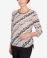 Petite Neutral Territory Diagonal Texture Drawstring Hem Top