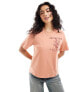 Фото #1 товара ONLY 'Aesthetics Naturale' graphic boxy tee in peach