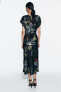 Фото #5 товара Платье миди из атласа с принтом ZARA