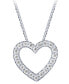 ფოტო #4 პროდუქტის Diamond Heart Pendant Necklace (1/2 ct. t.w.) in 14k White Gold, 16" + 2" extender