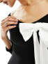 Фото #7 товара Fashionkilla white bow detail bardot mini dress in black