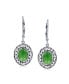 Фото #3 товара Western Style 3.2CT Dyed Natural Quartz Green Oval Bezel Set Lever Back Dangle Earrings For Women Sterling Silver