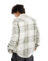 Pull&Bear checked long sleeve shirt in ecru S - фото #4