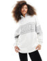 Фото #2 товара Miss Selfridge quarter zip Colorado graphic colour block sweatshirt in white and grey marl