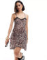 Фото #2 товара Miss Selfridge strappy mini dress in leopard print