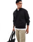 Bershka ribbed neck 1/4 zip jumper in black