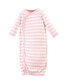 Фото #4 товара Baby Girls Baby Organic Cotton Side-Closure Snap Long-Sleeve Gowns 3pk, Pink Gray Scribble