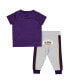 ფოტო #1 პროდუქტის Infant Boys and Girls Purple, Heather Gray LSU Tigers Ka-Boot-It Jersey and Pants Set