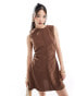 Фото #1 товара ASOS DESIGN cut out ring detail in waist mini dress in chocolate