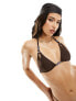 Фото #1 товара Candypants double strap bikini top in dark brown