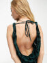 Фото #3 товара Sisters Of The Tribe cowl front maxi dress with open back in green burnout velvet