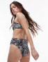 Topshop high waist high leg bikini bottoms in mono animal print