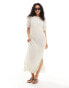 YAS plisse t-shirt maxi dress in cream - CREAM