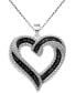 ფოტო #1 პროდუქტის Black Diamond Heart 18" Pendant Necklace (1/6 ct. t.w.) in Sterling Silver