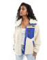 Фото #1 товара Polo Ralph Lauren borg zip jacket with pockets in cream and navy