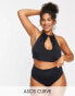 Фото #1 товара ASOS DESIGN Curve – Mix and Match – Neckholder-Bikinioberteil in Schwarz Tropfenausschnitt