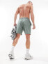 ASOS DESIGN swim shorts in mid length in khaki Sea Spray Khaki, 2XS - фото #3