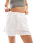 Stradivarius linen look short in ecru 38 - фото #1