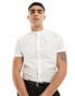 ASOS DESIGN slim fit grandad collar shirt in white Белый, L - Chest 42 - фото #1