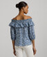 ფოტო #2 პროდუქტის Women's Cotton Ruffled Off-The-Shoulder Blouse