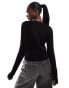 In The Style ribbed knit button through fitted cardigan in black Черный, EU 38-40 - фото #4