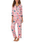 ფოტო #1 პროდუქტის Women's 2-Pc. Printed 3/4-Sleeve Pajamas Set