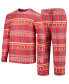 ფოტო #1 პროდუქტის Men's Red Maryland Terrapins Ugly Sweater Long Sleeve T-shirt and Pants Sleep Set