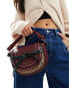 Фото #1 товара River Island saddle bag with tartan detail in burgundy