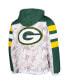 Men's White, Green Green Bay Packers Thursday Night Gridiron Raglan Half-Zip Hooded Jacket