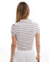 Фото #2 товара Miss Selfridge polo top in pink and blue stripe