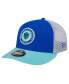 Фото #1 товара Men's Blue Seattle Sounders FC Throwback Trucker Low Profile 9FIFTY Snapback Hat