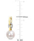 Фото #3 товара Серьги Macy's Cultured 11mm Pearl & Diamond Huggie Hoop