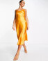 Фото #1 товара Urban Threads satin cowl neck midi dress in orange