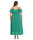 ფოტო #3 პროდუქტის Plus Size Ruffled Cold-Shoulder Maxi Dress