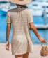 ფოტო #4 პროდუქტის Women's Apricot Open Knit Front Button Cover-Up