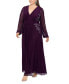 ფოტო #3 პროდუქტის Plus Size Beaded Appliqué V-Neck Gown