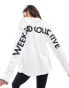 ASOS Weekend Collective oversized long sleeve t-shirt with back logo in white