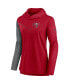 ფოტო #2 პროდუქტის Women's Red and Heathered Charcoal Tampa Bay Buccaneers Chevron Hoodie Performance Long Sleeve T-shirt