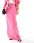 Esmee linen maxi beach skirt co-ord in bright pink