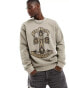 ONLY & SONS oversized Guns'n'Roses sweatshirt in washed stone