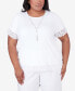 Plus Size Charleston T-shirt with Lace Border Details and Detachable Necklace